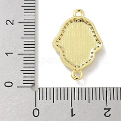真鍮パヴェシェルハムサハンドコネクタチャーム、クリスタルラインストーン付き  18KGP本金メッキ  22.5x14.5x2.5mm  穴：1.6mm&nbsp;KK-M300-21G