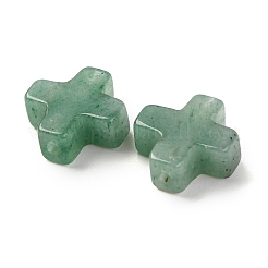 天然石グリーンアベンチュリンビーズ  クロス  10x10x4mm  穴：1.2mm&nbsp;G-K369-02A