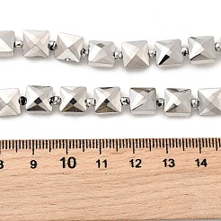 電気メッキガラスビーズセット  正方形  多面カット  プラチナメッキ  8x8x5.5mm  穴：0.8mm  約37個/連  15.75''（40センチメートル）&nbsp;EGLA-F166-07P