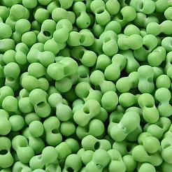 ゴム風ガラスシードビーズ  ピーナッツ  ライムグリーン  6~6.5x3~3.5x3~3.5mm  穴：1mm  約4500個/ポンド&nbsp;SEED-Z003-01B