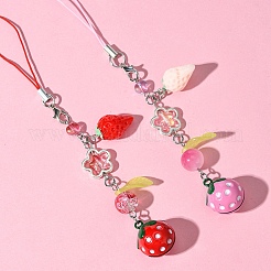 ガラス＆樹脂製携帯ストラップ  苺  ミックスカラー  14.5cm&nbsp;HJEW-FS00009-03