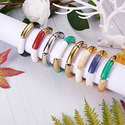 分厚いカーブチューブビーズストレッチブレスレットセット  女性のためのアクリル＆ccbプラスチックビーズブレスレット  ミックスカラー  内径：2~2-1/8インチ（5~5.5cm）  5個/セット&nbsp;BJEW-SW00016