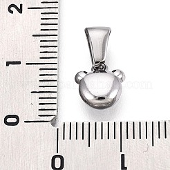 303ステンレススチールペンダント  テディベアのチャーム  ステンレス鋼色  8.5x8x4.5mm  穴：6.5x2.8mm&nbsp;STAS-Q110-03P