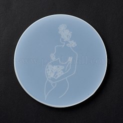Mother's Day Theme Flat Round Cup Mat Silicone Molds&nbsp;DIY-I088-08