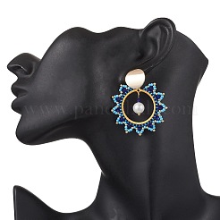 3 Pairs Brass Glass Sun Stud Earrings&nbsp;EJEW-MZ00520