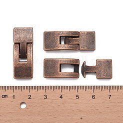 チベットスタイルスナップロックの留め金  カドミウムフリー＆鉛フリー  長方形  赤銅鉱  22x12x6mm  19x12x5mm  穴：3x10mm&nbsp;LS-TIBE-LF11313Y-R-LF