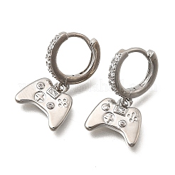 Brass Micro Pave Cubic Zirconia Hoop Earrings&nbsp;EJEW-P322-14P