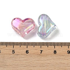 UVメッキ透明アクリルビーズ  虹色の  ハート  ミックスカラー  14x17.5x10mm  穴：3.5mm&nbsp;OACR-B031-30