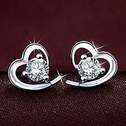 Heart Alloy Rhinestone Stud Earrings & Pendant Necklace Sets for Women&nbsp;FS-WG883D5-01