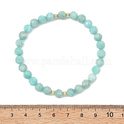 Natural Amazonite & Brass Beads Stretch Bracelets for Women Men&nbsp;BJEW-JB13795