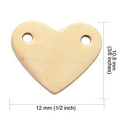 201 ステンレススチール スタンピング ブランク タグ ペンダント  鏡面研磨仕上げ  ハート  ゴールドカラー  10.5x12x1mm  穴：1.2mm&nbsp;STAS-S105-T616-2