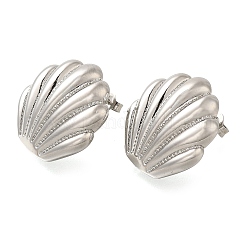 Rack Plating Shell Shapes Brass Stud Earrings&nbsp;EJEW-I310-12P