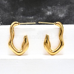 Ion Plating(IP) 304 Stainless Steel C-shape Stud Earrings&nbsp;EJEW-P197-03G