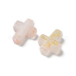 グラデーションカラー透明アクリルビーズ  金箔  クロス  ピンク  16x12.5x4.5mm  穴：2.5mm  約：1429個/ 500 G&nbsp;OACR-M023-03I