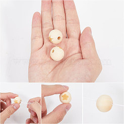 60Pcs 6 Styles Wood European Carved Beads&nbsp;WOOD-GL0001-17