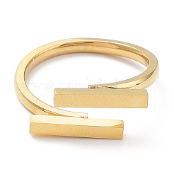 Ion Plating(IP) 304 Stainless Steel Double Rectangle Open Cuff Rings&nbsp;RJEW-K244-04G