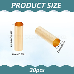 コラム真鍮ビーズ  大穴ビーズ  ライトゴールド  25x8mm  穴：7.5mm  20pc&nbsp;KK-LP0001-29B