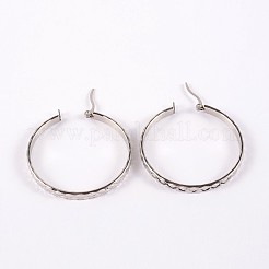 変色防止リング 304 ステンレススチール フープピアス  低刺激性のイヤリング  ステンレス鋼色  42x40x4mm  ピン：1mm&nbsp;EJEW-P040-52P