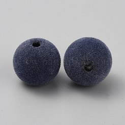 フロッキーのプラスチックビーズ  ラウンド  マリンブルー  16.5x15mm  穴：3~3.5mm&nbsp;KY-WH20003-06C