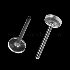 樹脂スタッドピアスパーツ  フラットラウンド  透明  11x4mm  ピン：0.8mm&nbsp;FIND-H046-05