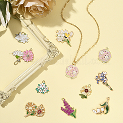 20個10スタイルアロイエナメルペンダント  花柄  ミックスカラー  16.5~34x16~29x1~3.5mm  穴：1.5~2mm  2個/スタイル&nbsp;ENAM-SC0006-74