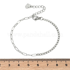 304 Stainless Steel Paperclip Chain & Rhinestone Cup Chains  Bracelets for Women&nbsp;BJEW-D456-06P