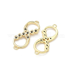 Brass Micro Pave Cubic Zirconia Heart Infinity Connector Charms&nbsp;KK-P350-12G-02