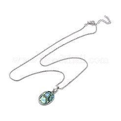 Rack Plating Natural Paua Shell Pendants Necklace&nbsp;NJEW-B104-01H-01P