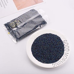 つや消し板ガラスシリンダービーズ  シードビーズ  メタリックカラー  丸い穴  マリンブルー  1.5~2x1~2mm  穴：0.8mm  約8000個/袋  約1ポンド/バッグ&nbsp;SEED-S047-F-001