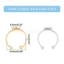 12Pcs 2 Colors Brass Open Cuff Ring Findings&nbsp;KK-UN0001-28