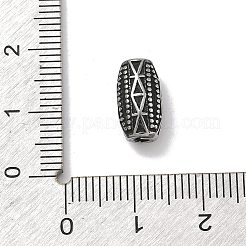 304ステンレススチールビーズ  部族の模様が入った円筒  アンティークシルバー  12x7mm  穴：2mm&nbsp;STAS-D222-05AS