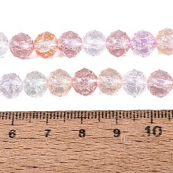 透明クラックルガラスビーズ連売り  ラウンド  焼き付け塗料  ファセット(48面)  ミックスカラー  7.5~8mm  穴：1mm  約52個/連  14.57~14.96インチ（37~38cm）&nbsp;GLAA-Q115-03A