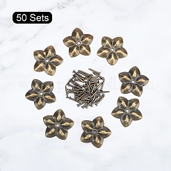 鉄の釘  ソファフォームネイル  家具装飾用  アンティークブロンズ  22.2x23x3mm  穴：2mm  釘：9.7x2.5mm  50セット /箱&nbsp;IFIN-GA0001-19
