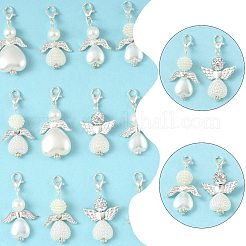 14Pcs 7 Styles ABS Plastic Imitation Pearl & Alloy Pendant Decorations&nbsp;HJEW-FS00042-01