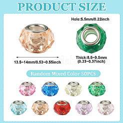 50Pcs Transparent Acrylic European Beads&nbsp;GPDL-TAD0001-02