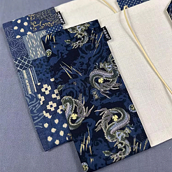 龍柄の綿生地  衣料品用  ブラック  1000x1500x0.4mm&nbsp;DIY-WH0579-96D