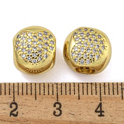 Brass Micro Pave Cubic Zirconia European Beads&nbsp;KK-I718-43G