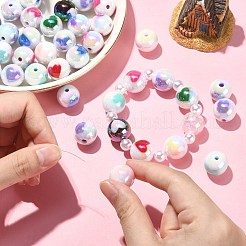 100Pcs Two Tone UV Plating Opaque Acrylic Beads&nbsp;OACR-CJ0001-34
