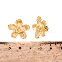 304ステンレススチールスタッドピアス  18KGP本金メッキ  花  21x21.5mm&nbsp;EJEW-F357-01G-02