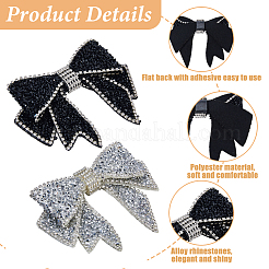 4Pcs 2 Styles Bowknot Velet & Rhinestone Clothing Patches&nbsp;DIY-HS0002-23