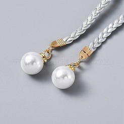 Imitation Leather Braided Chain Belts with Imitation Pearl&nbsp;AJEW-WH0258-403E