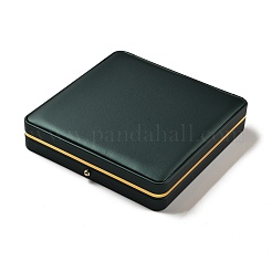 スクエアPUレザーパールネックレスボックス  ネックレス用ジュエリー収納ギフトケース  ダークスレートグレー  18.9x18.9x4.1cm&nbsp;LBOX-WH0002-06A