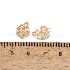 真鍮パヴェクリアキュービックジルコニアフルーツコネクターチャーム  チェリーリンク  18KGP本金メッキ  12.5x9x3mm  穴：1.4mmと1.6mm&nbsp;KK-C115-02B-G