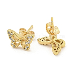 Brass Micro Pave Cubic Zirconia Ear Studs&nbsp;EJEW-P261-23A-G