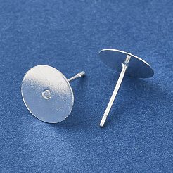 真鍮スタッドイヤリングを見つける  鉛フリー＆カドミウムフリー  ラウンド  925銀メッキ  12x10mm  ピン：1mm&nbsp;KK-K383-05B-S