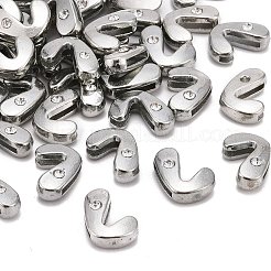 ブレスレット時計バンド作り用の文字スライドチャーム  プラチナメッキ合金クリスタルラインストーンスライドチャーム  カドミウムフリー＆ニッケルフリー＆鉛フリー  文字L  11~13x9~11.5x4~5mm  穴：7.5~8x1mm&nbsp;X-ALRI-O012-L-NR