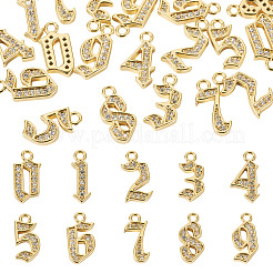 20Pcs 10 Styles Brass Micro Pave Cubic Zirconia Charms&nbsp;KK-TA0002-76