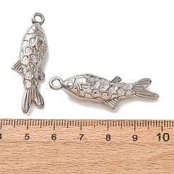 304ステンレスペンダント  魚のチャーム  長持ちメッキ  ステンレス鋼色  41.5x13.5x9mm  穴：2.5mm&nbsp;SA-CBA9EE2-07P
