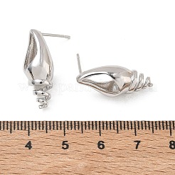 女性のための真鍮のスタッドピアス  ラックめっき  長持ちメッキ  鉛フリー＆カドミウムフリー  プラチナ  巻き貝  22x9.5mm&nbsp;EJEW-A167-02D-P