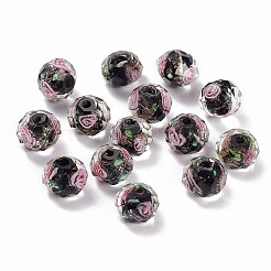 Handmade Gold Sand Lampwork Beads Strands&nbsp;LAMP-R141-10mm-03